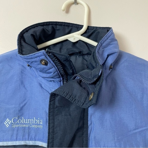Columbia Winter Coat | Turtleneck, Zip & Snap Closure | Blue & Black | Size 7 - Picture 2 of 10